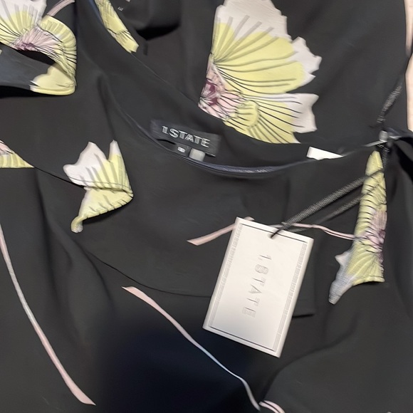 1.STATE Black & Floral One Shoulder Ruffle Midi Dress - Picture 3 of 13